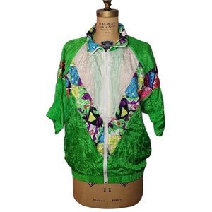 Vintage 90s Argee Green Short Sleeve Windbreaker